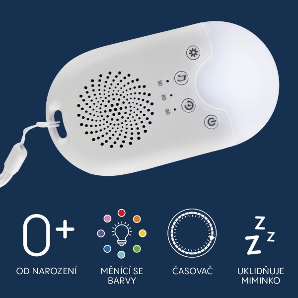 ZOPA Přenosný usínací modul s LED světlem, bílým šumem a zvuky