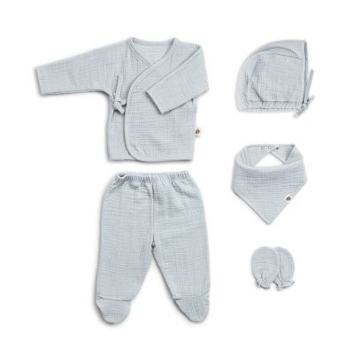 FUNNABABY Mušelínový Novorozenecký set 5 dílný vel. 0 - 3 m.