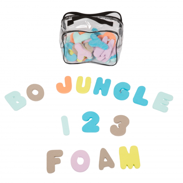BO JUNGLE Pěnové hračky do vany ČÍSLICE a PÍSMENA 36ks