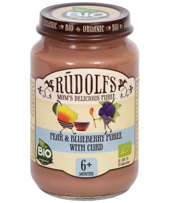 RUDOLFS BIO Hruška, borůvky, tvaroh 190 g