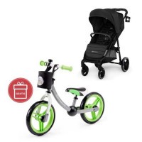 Kočárek sportovní Grande City Black Kinderkraft + Dětské odrážedlo 2WAY Next