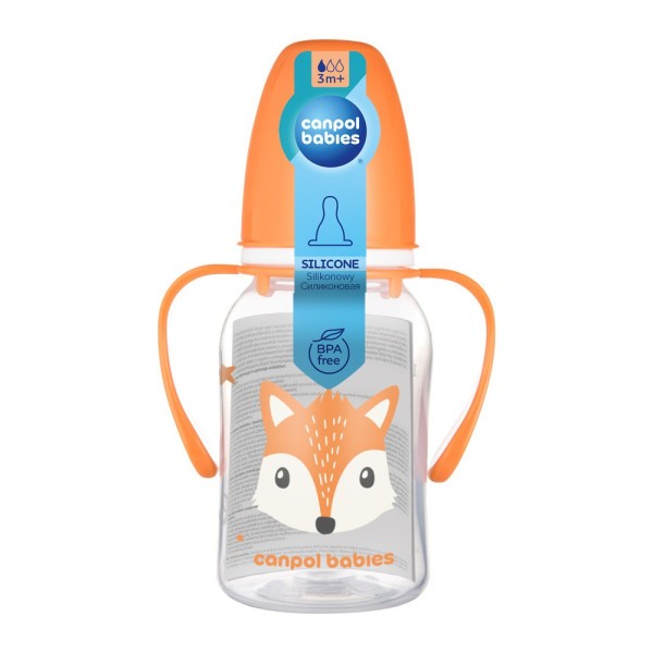 CANPOL BABIES Lahev úzkohrdlá s úchyty CUTE ANIMALS 120ml