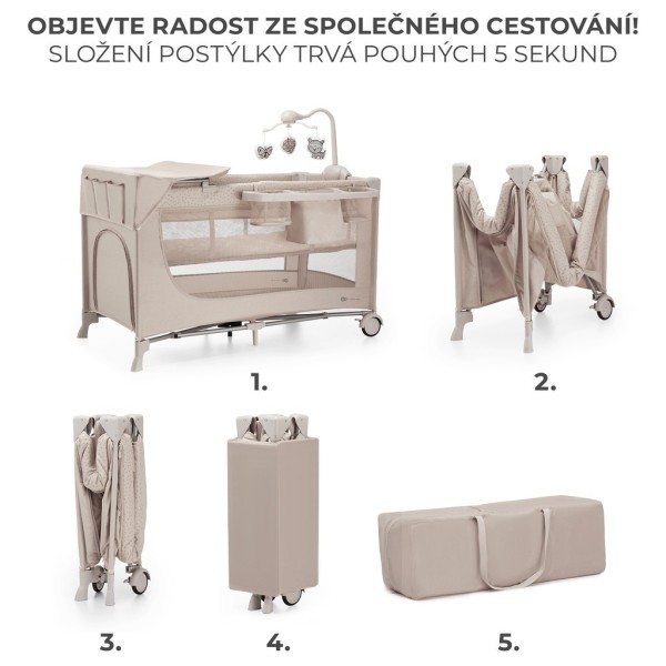 KINDERKRAFT Postýlka cestovní Joy 2 s doplňky