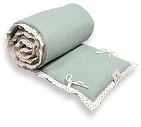 Mušelínový mantinel Maceshka Nature s ozdobným okrajem, pompon Mušelínový mantinel Maceshka Nature s ozdobným okrajem, pompon