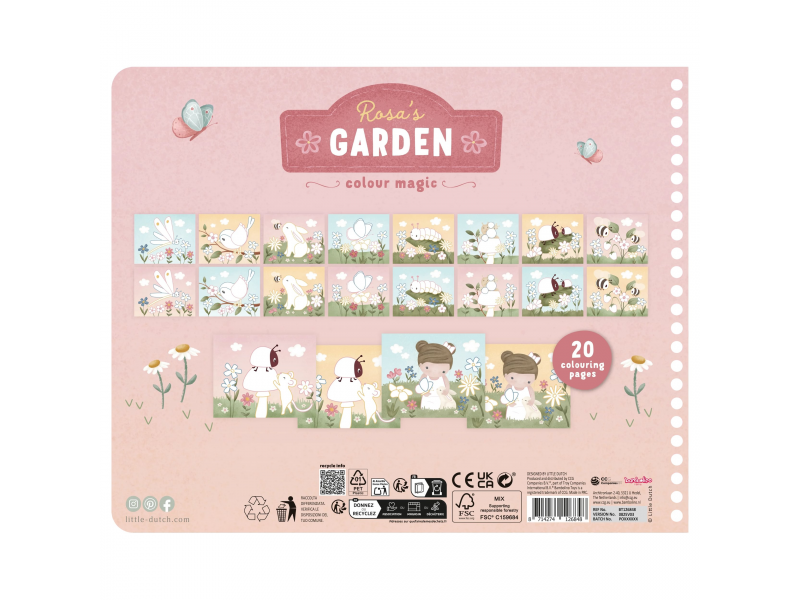 LITTLE DUTCH Omalovánky s pastelkami Zahrada Rosa