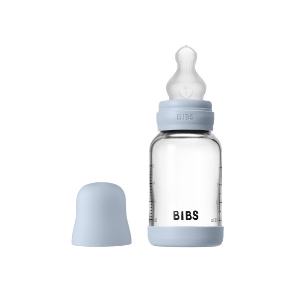 BIBS antikoliková skleněná lahev se silikonovou savičkou 120ml