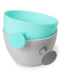 SKIP HOP Set jídelní s hrnkem 5 ks Easy-Feed Mealtime Set Teal / Grey 6m +