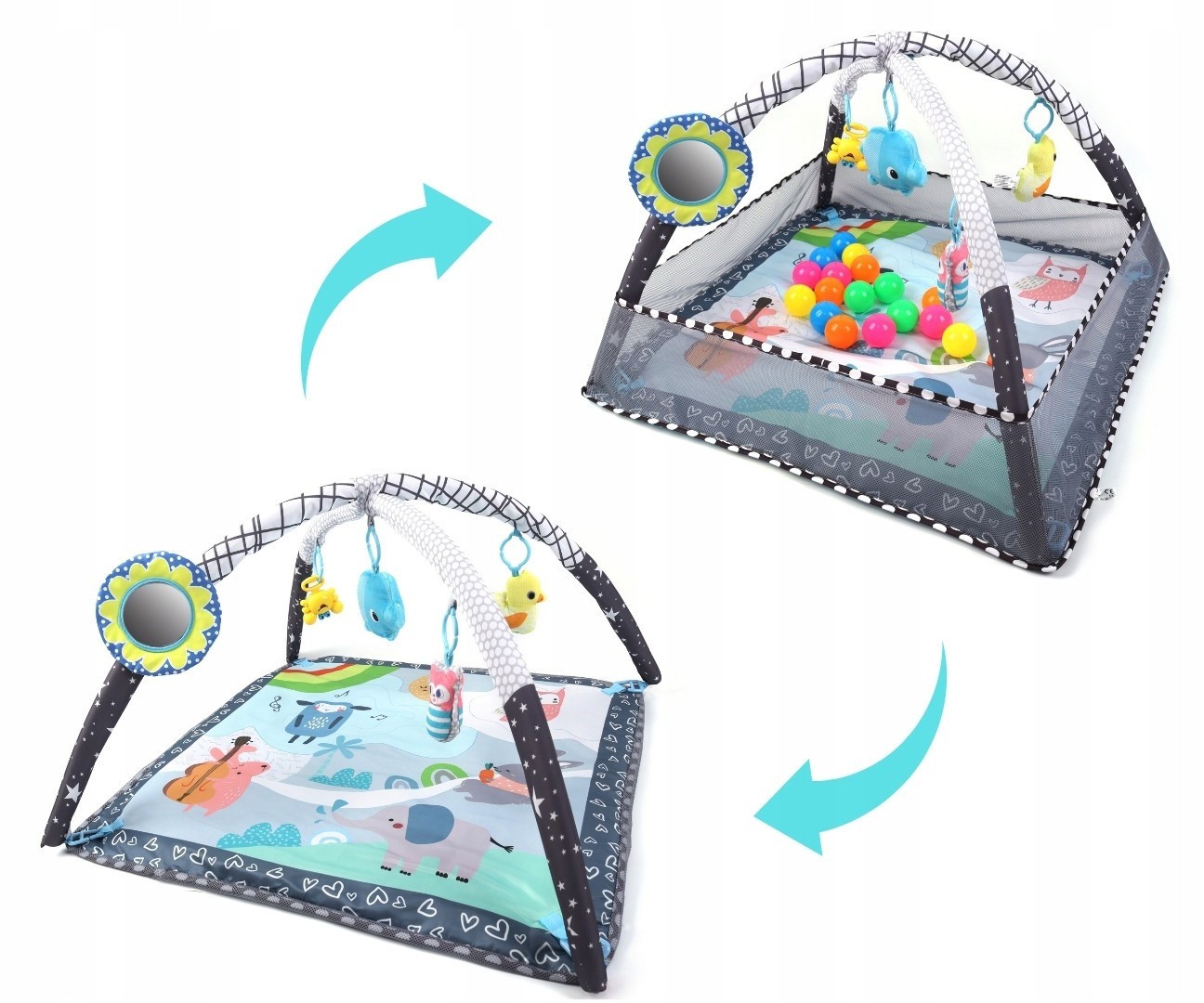 MILLY MALLY TinyMini Vzdělávací podložka 2v1 – Ohrádka s míčky