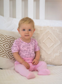 LITTLE ANGEL Body tenké tričko TISK KR Outlast® - růžová baby kytičky