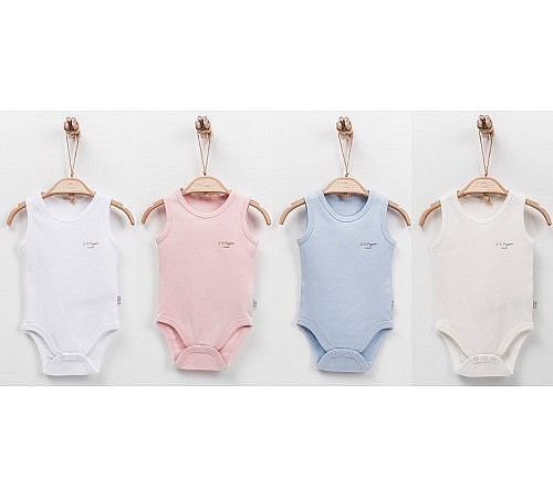 BODY bez rukávu pro novorozence - 1-3 měsíce ecru