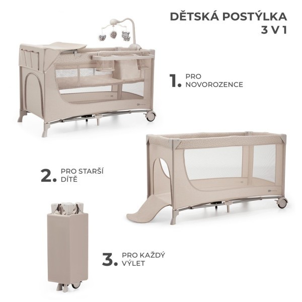 KINDERKRAFT Postýlka cestovní Joy 2 s doplňky