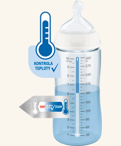 NUK Kojenecká láhev FC+Temperature Control 300 ml BOX-Flow Control savička
