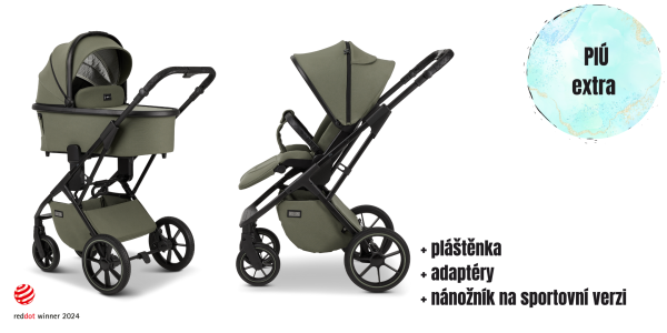 MOON PIÚ EXTRA black matt Kombinovaný kočárek