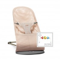 Lehátko Babybjorn Bouncer Bliss Pearl Pink 3D mesh + hračka  kytičky a motýlci Flying friends