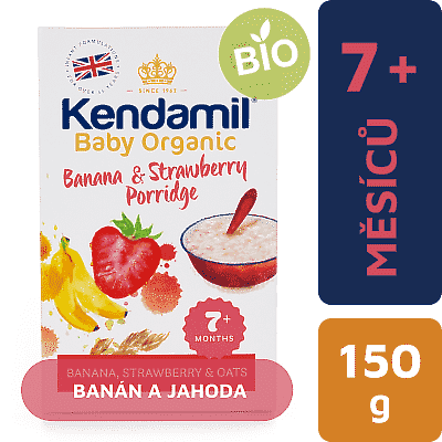 3x Kendamil Jemná dětská BIO/Organická banánovo jáhodová kaše (150g)