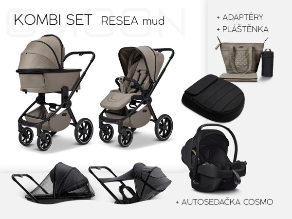 MOON RESEA + Kombi set Kombinovaný kočárek - MUD