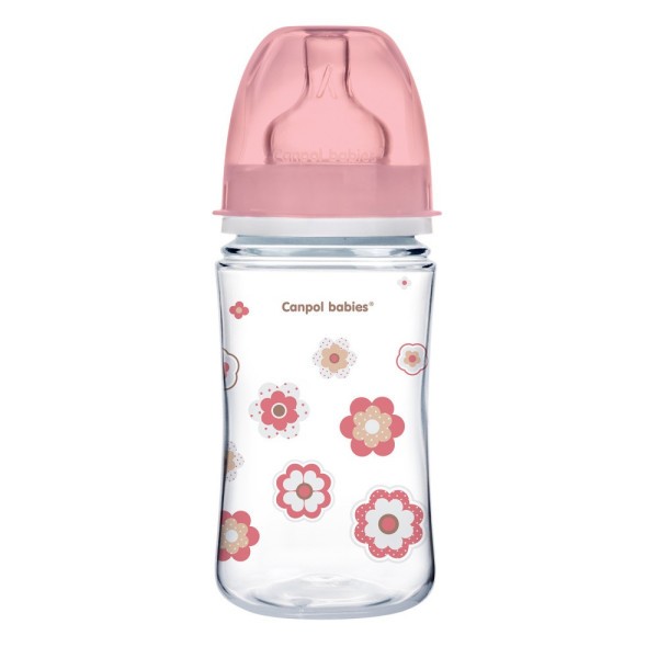 Canpol babies Láhev se širokým hrdlem NEWBORN BABY 240ml růžová