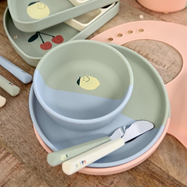 LÄSSIG  Dětský příbor Cutlery with Silicone Handle 3pcs Happy Fruits