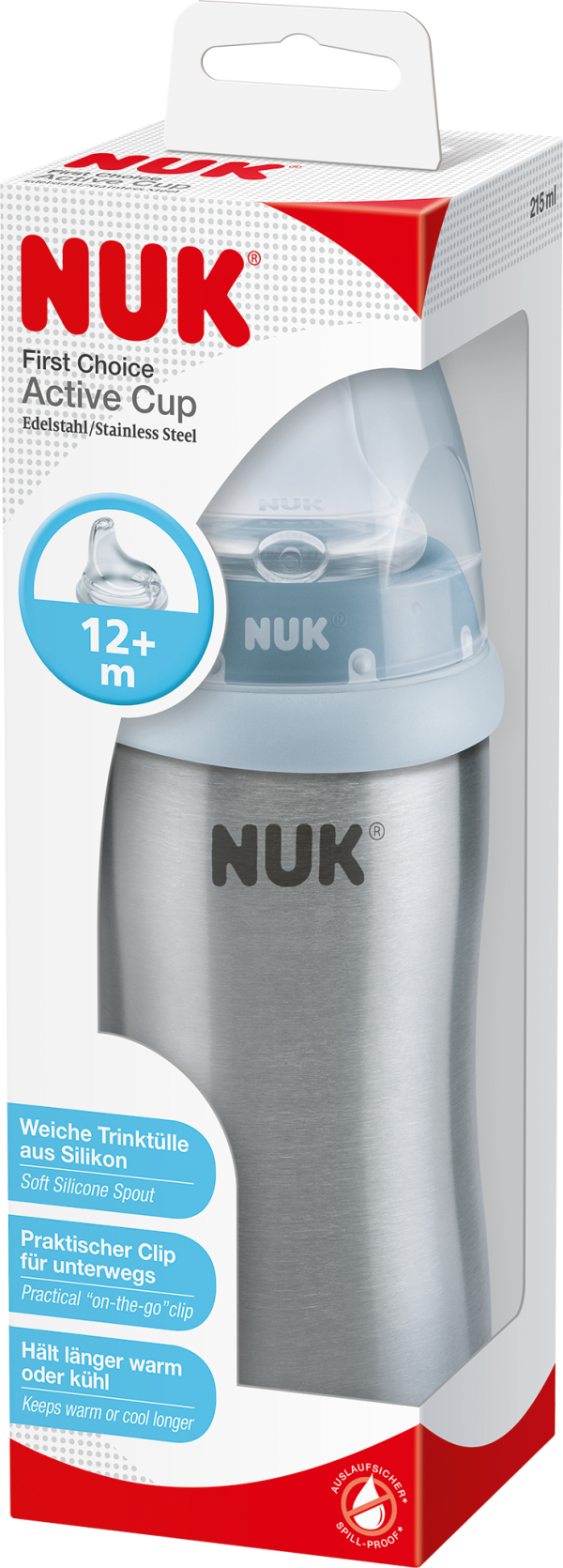 NUK Active Cup z nerezové oceli, 215 ml modrá
