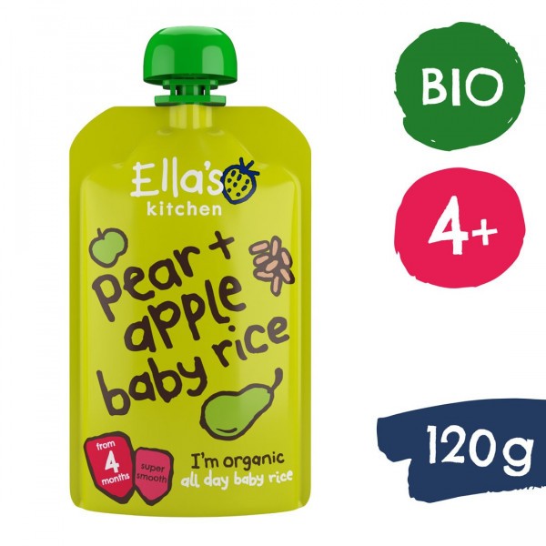 Ella's Kitchen BIO Dětská rýže, hruška a jablko (120 g)