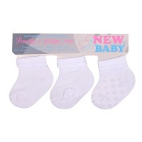NEW BABY Kojenecké pruhované ponožky bílé - 3ks