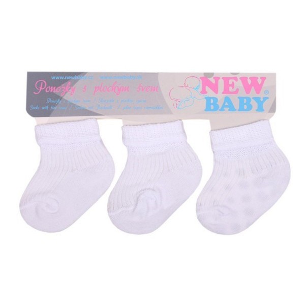 NEW BABY Kojenecké pruhované ponožky bílé - 3ks