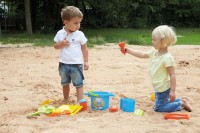 LENA Plastová sada k vaření na písek v síťce, 14 dílů