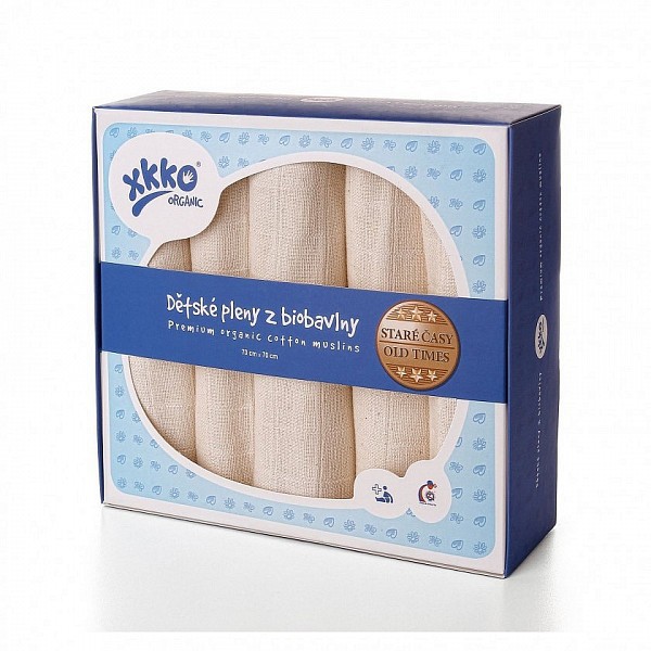 KIKKO Dětské pleny z biobavlny XKKO Organic 70x70cm Staré časy, 5 ks