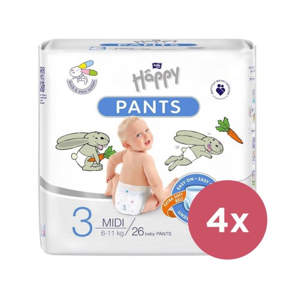 BELLA 4x HAPPY Pants 3 Midi 6-11 kg 26 ks