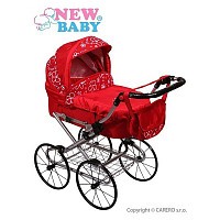 Hluboký kočárek pro panenky New Baby červený
