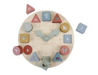 LITTLE DUTCH Hodiny s puzzle kostkami dřevěné Farma