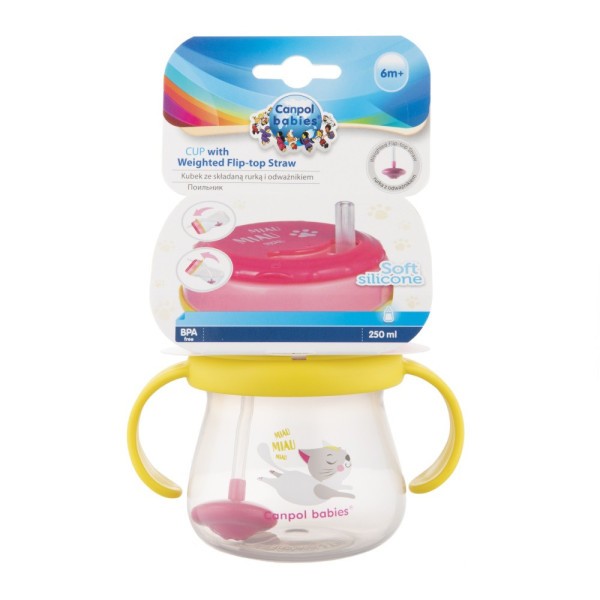 CANPOL BABIES Hrneček sportovní se slámkou a závažím 250ml