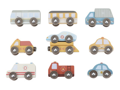 Sada dřevěných autíček