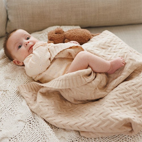 BABYONO Deka z merino vlny 75 x 100 cm dark beige 0m+
