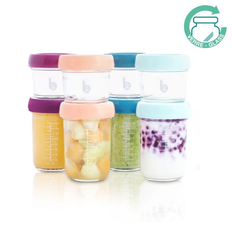BABYMOOV Skleněné misky s víčky MULTISET (4x 100ml + 4x 220ml) - Skleněné misky s víčky MULTISET (4x 100ml + 4x 220ml)