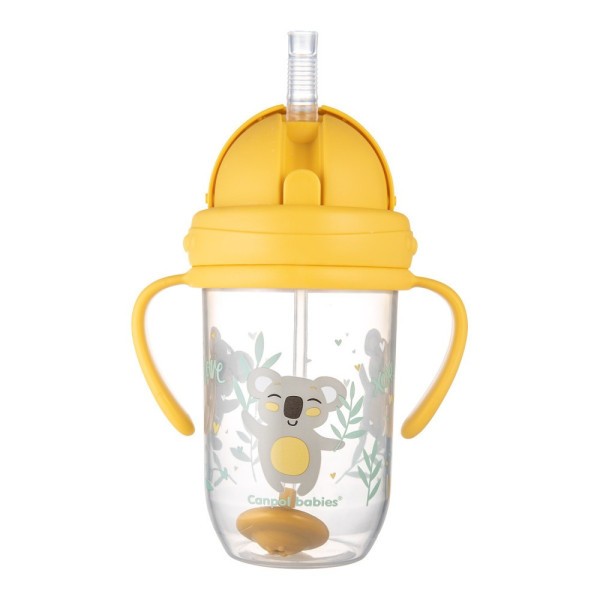 CANPOL BABIES Nevylévací hrneček se slámkou a závažím EXOTIC ANIMALS 270ml