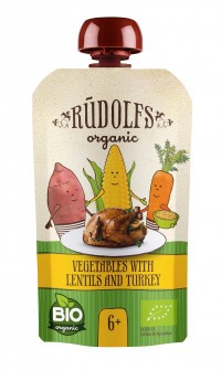 RUDOLFS BIO kapsička Zelenina, čočka, krůtí maso 110 g