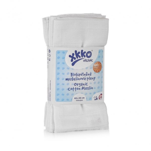 XKKO Dětské pleny z biobavlny Organic 40x40 Staré časy (10 ks)