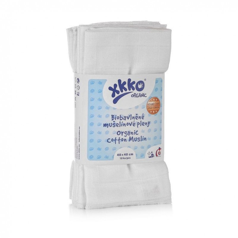 KIKKO Pleny dětské z biobavlny Organic 40x40cm Staré časy (10 ks)