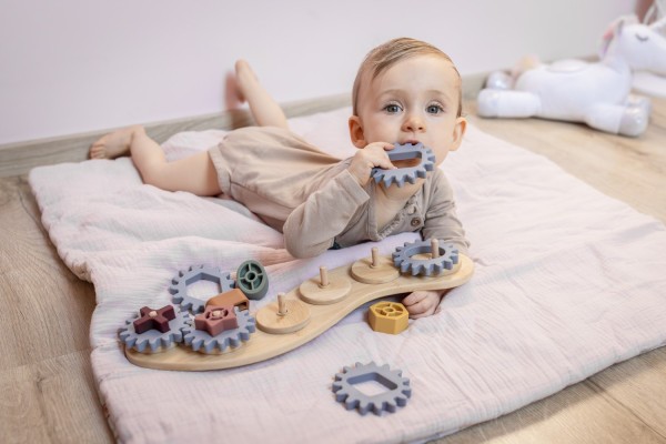 ZOPA Silikonová bambusová skládačka ozubená kolečka