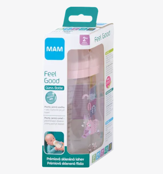 MAM Dětská skleněná láhev 260 ml Feel Good 2m+, 1 ks