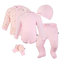 LITTLE ANGEL Novorozenecká sada BIO Outlast® - sv.růžová hvězdičky/růžová baby