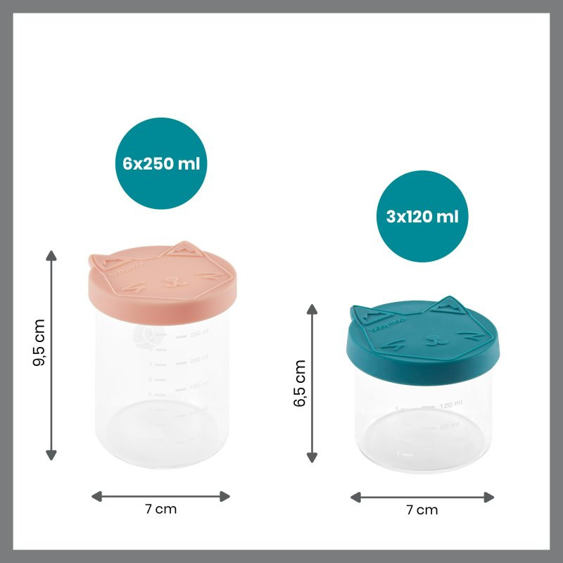 BABYMOOV Skleněné misky s víčky ISY BOWLS 6x 250ml + 3x 120ml