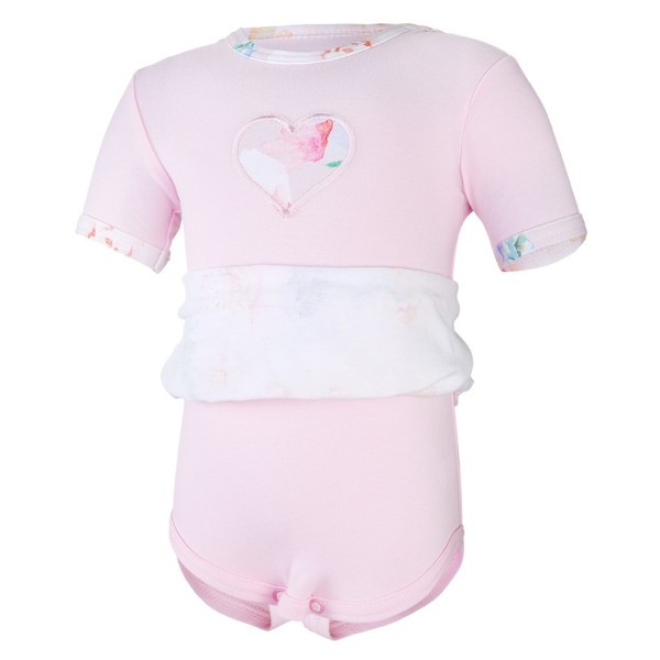 LITTLE ANGEL Body šaty tenké KR set Outlast® - růžová baby/sv.růžová květy