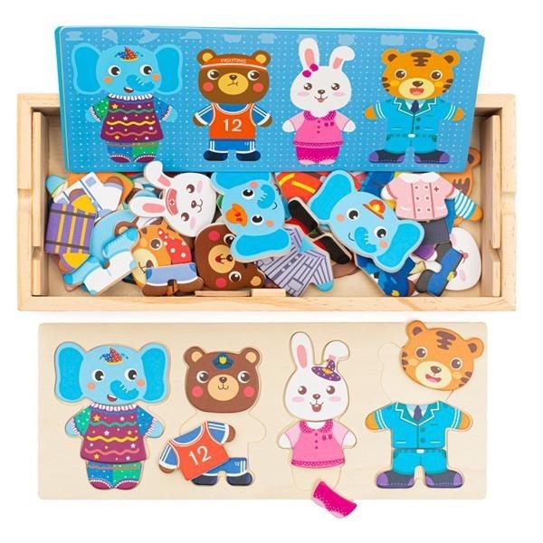 BABY MIX Vkládačka puzzle v krabičce zvířátka Montessori