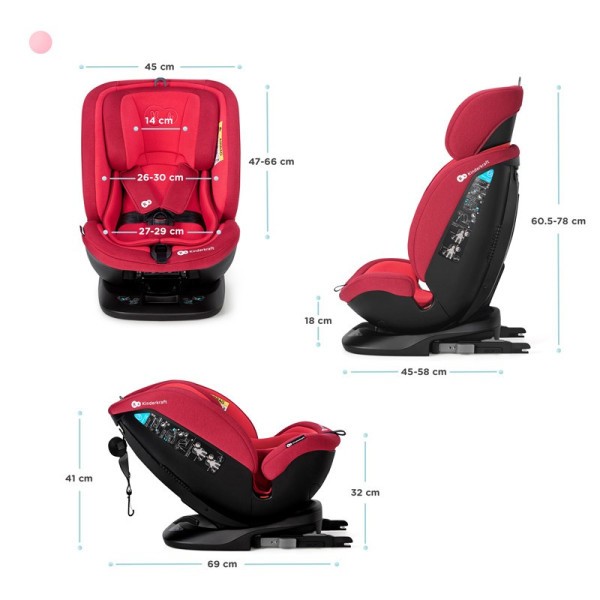 KINDERKRAFT Autosedačka Xpedition Isofix Red, Otočná 0-36 kg