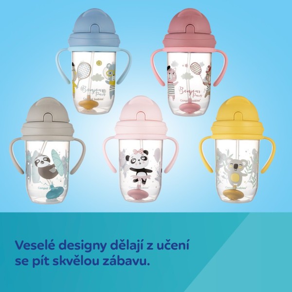 CANPOL BABIES Nevylévací hrneček se slámkou a závažím EXOTIC ANIMALS 270ml