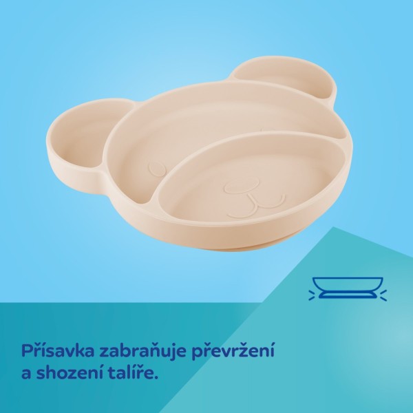 CANPOL BABIES Silikonový dělený talíř s přísavkou MEDVÍDEK