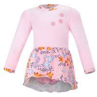 LITTLE ANGEL Body šaty tenké DR Outlast® - růžová baby/růžová kytky