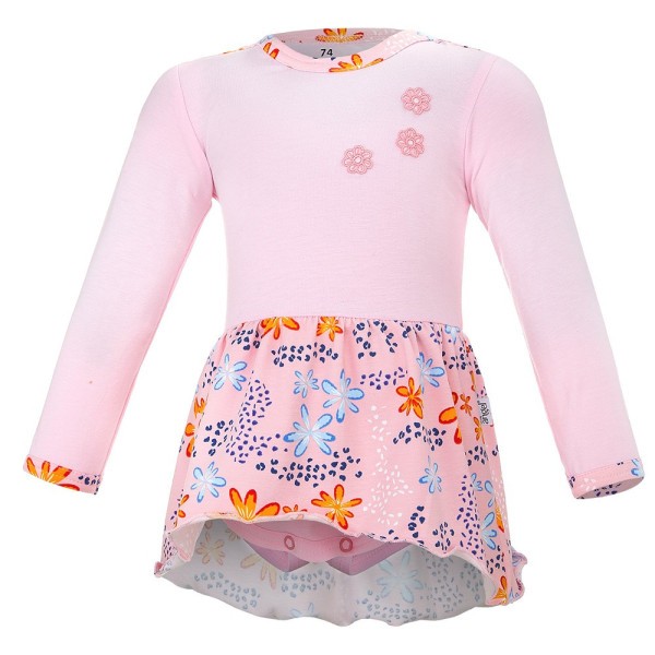 LITTLE ANGEL Body šaty tenké DR Outlast® - růžová baby/růžová kytky